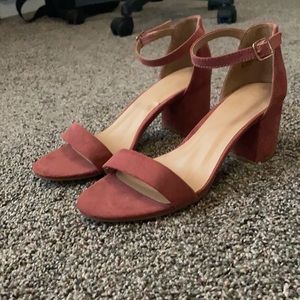 Dusty Rose Suede Block Heels
